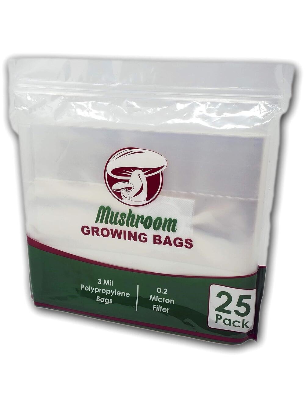 Mushroom‎ Grow Bags Spawn Bags Growing Bags 25 Ct 8x5x20 3 Mil 0.2 Micron Filter